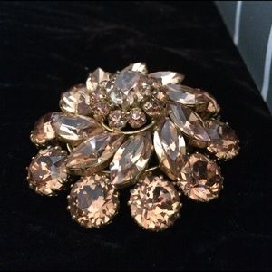 Stunning! Large Amber Austrian Rhinestone Pin!