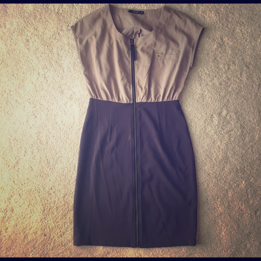 Tan and purple zip dress