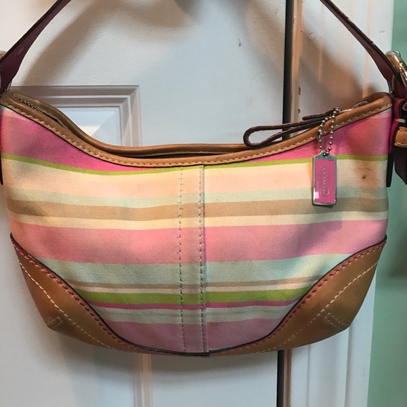 Authentic pastel stripped coach bag - Picture 2 of 2