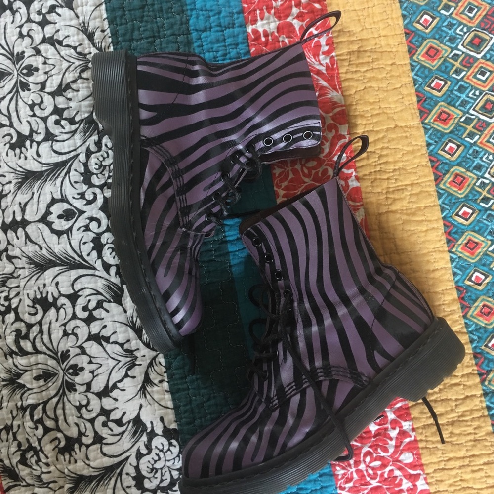 Purple Zebra Dr. Marten Leather Boots