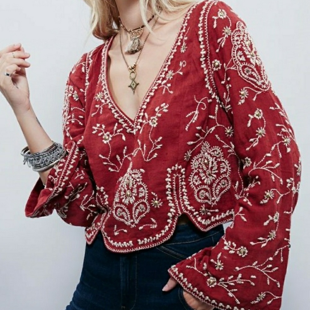 ISO Free People Embroidered Top