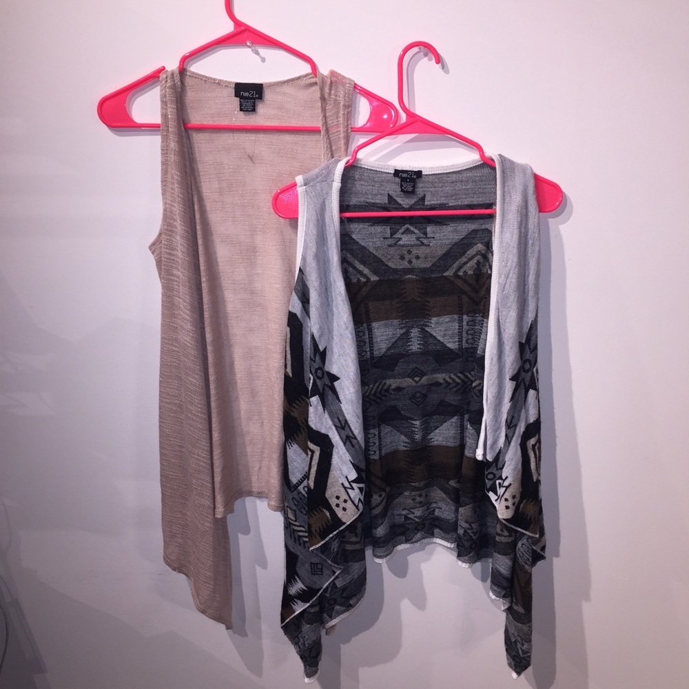 Two sleeveless cardigans
