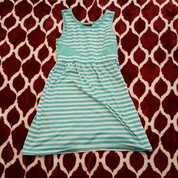 Teal striped dress - Picture 1 of 4