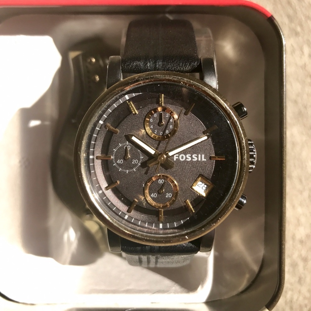 MUST SELL! Fossil Chronograph Boyfriend Gold Watch