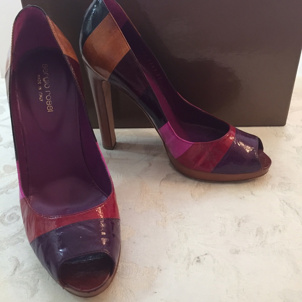Sergio Rossi gorgeous multicolor open toe Pumps