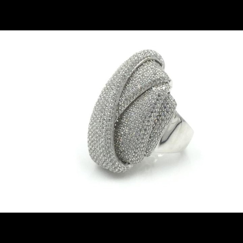 .925 Sterling Silver Cubic Zirconia Large Ring, 7