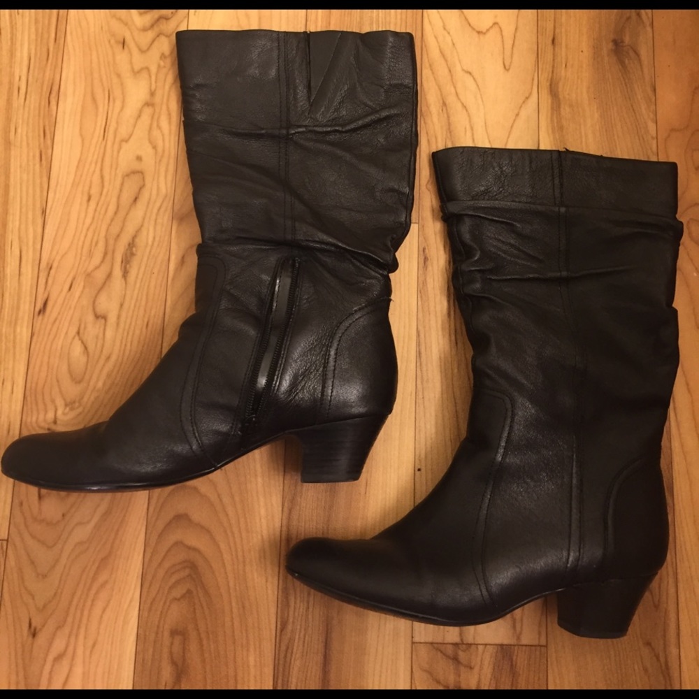 Black Faux Leather Boots