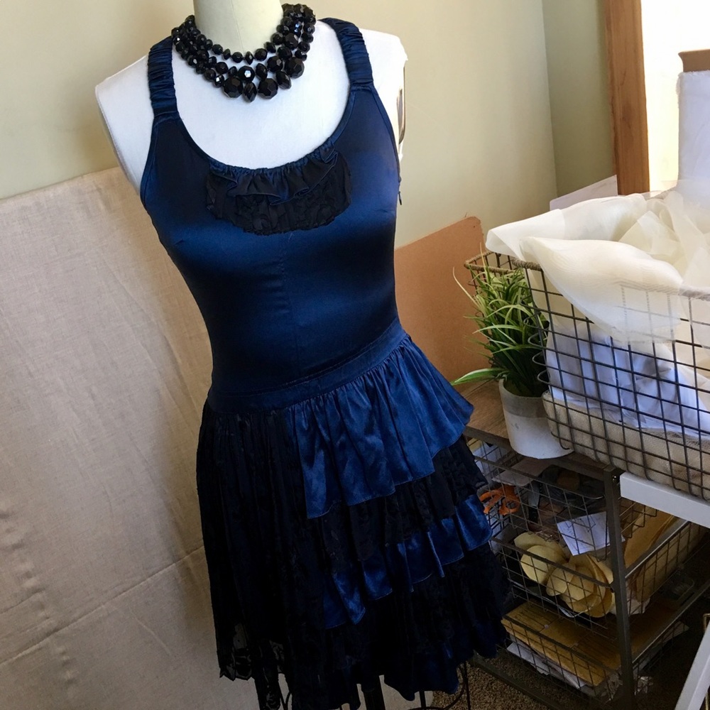 Betsy Johnson racerback silk and lace dress NWOT