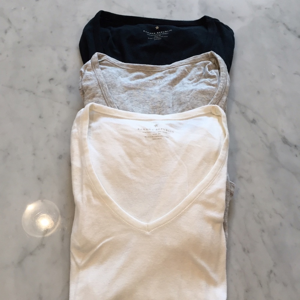 Classic Deep V-Neck Tee's. Lot of 3.
