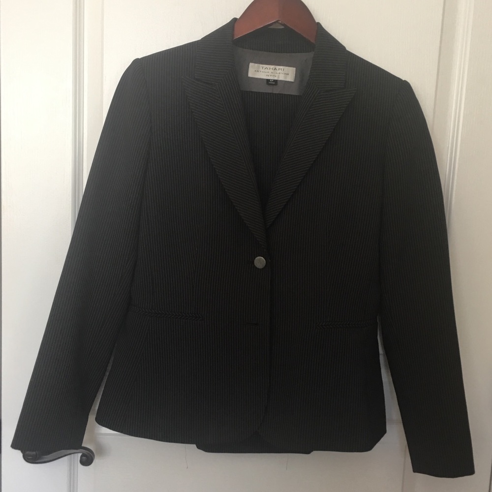 Tahari Charcoal Pinstripe Suit