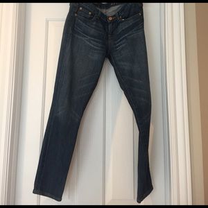J. Crew ankle length toothpick jeans.