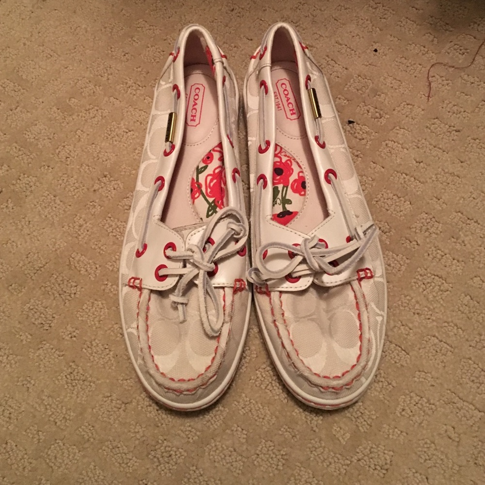 White and Red Coach Shoes