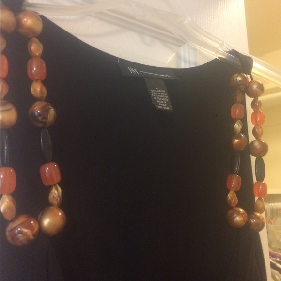 "Inc" Black Tunic with Designer Beaded Straps - Picture 4 of 5