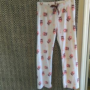White Owl & Hearts Plush Sleep Pants