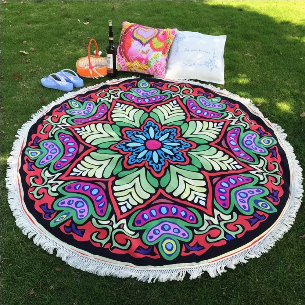 BoHo yoga rayon mat beach multicolor