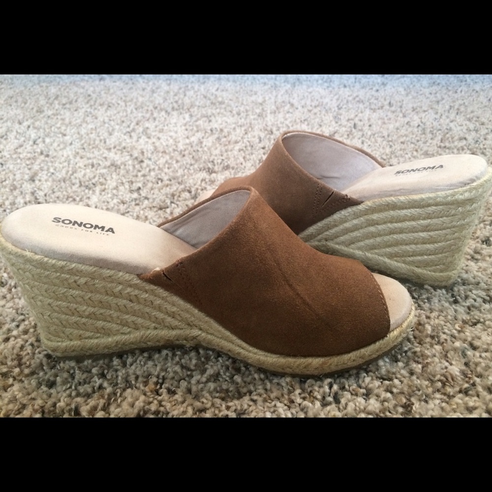 Sonoma brown suede wedge shoes.