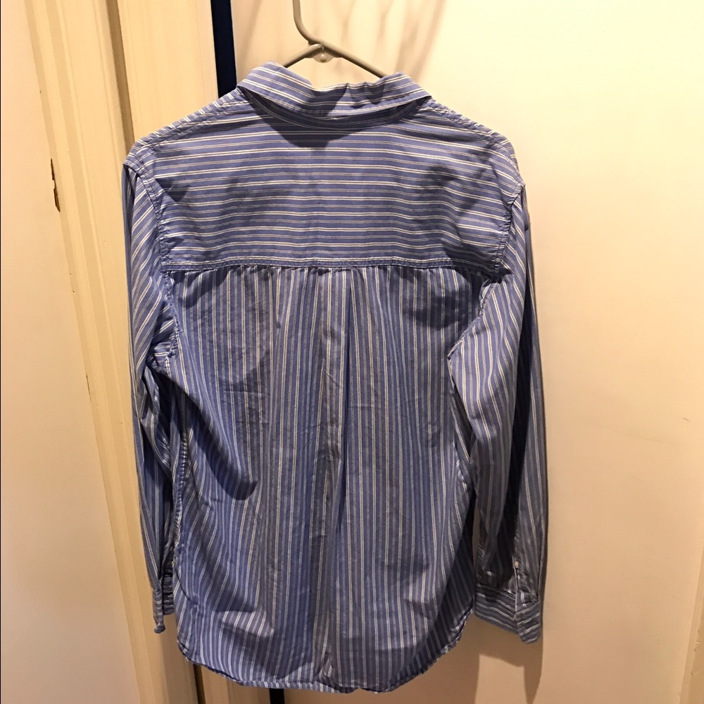 Chaps Blue white striped button down shirt - Picture 2 of 3