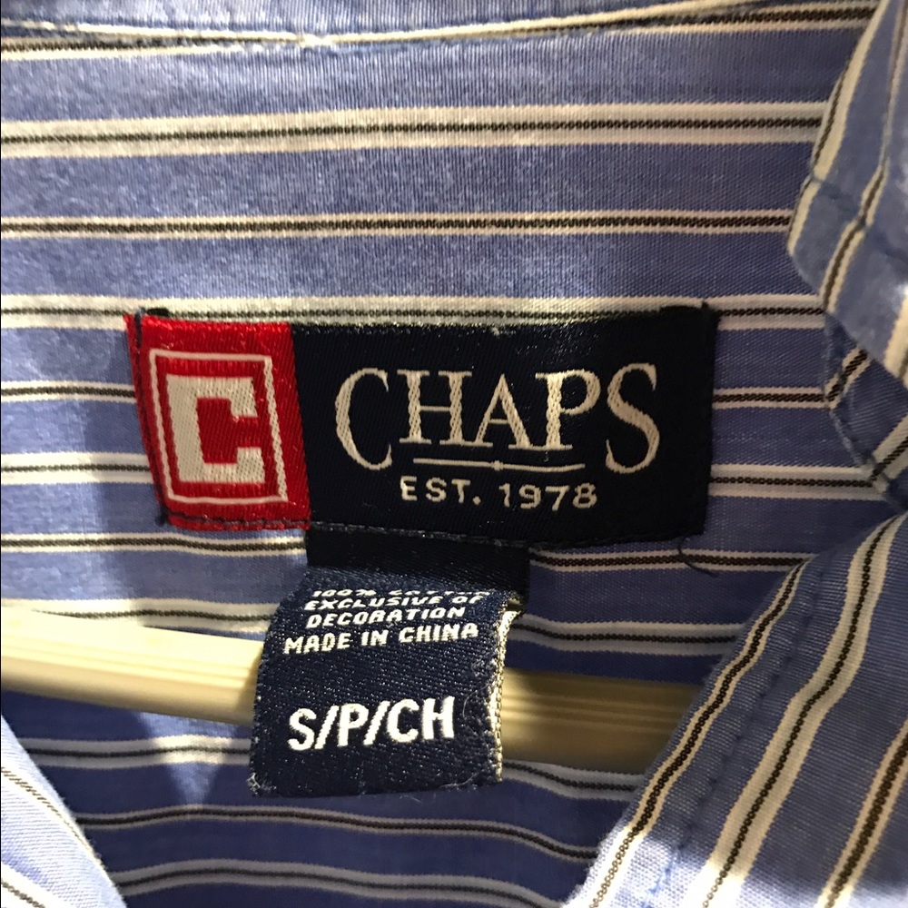 Chaps Blue white striped button down shirt - Picture 3 of 3