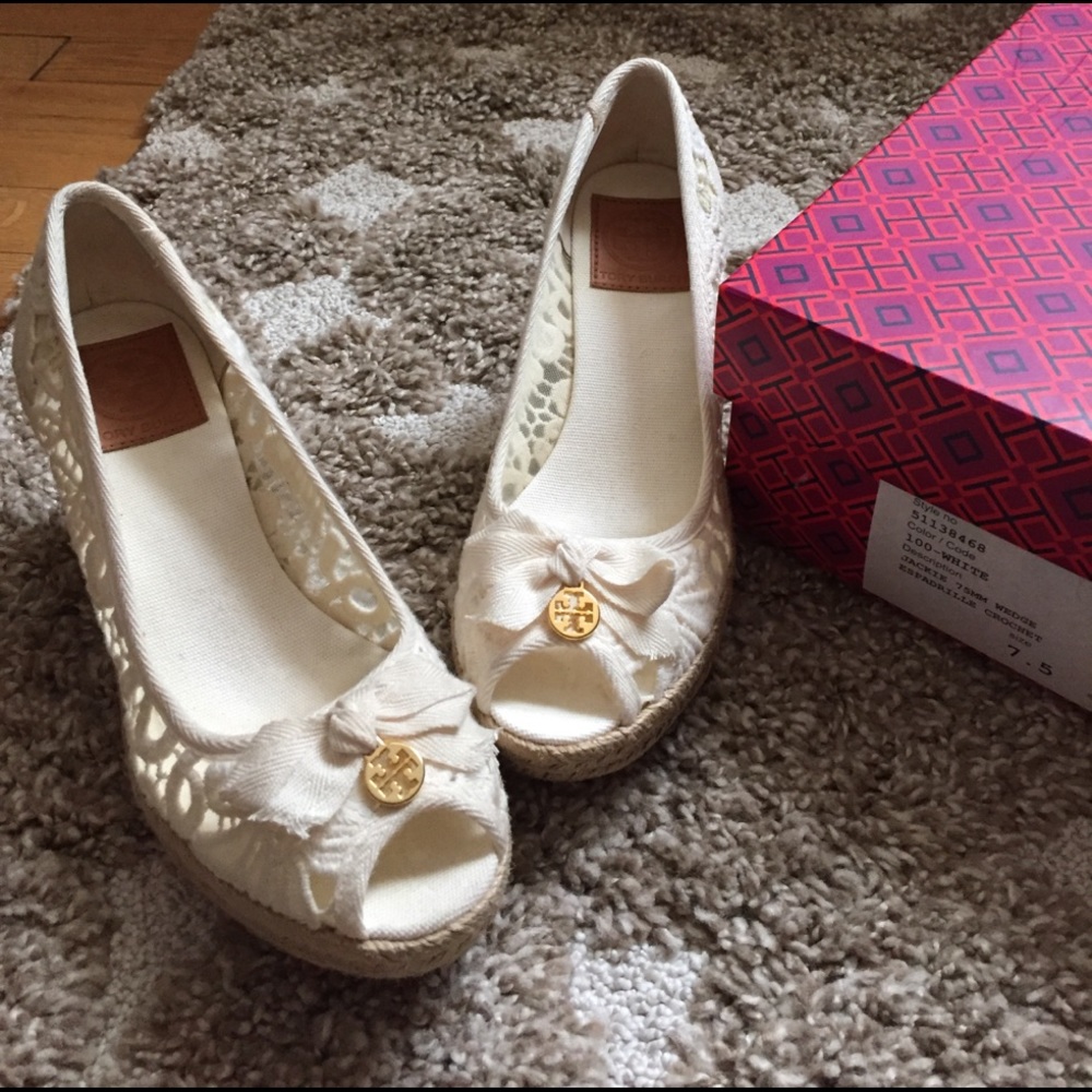 Tory Burch crochet espadrilles wedge
