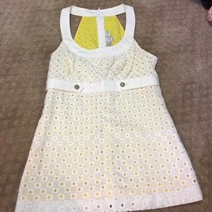 Trina Turk yellow eyelet top