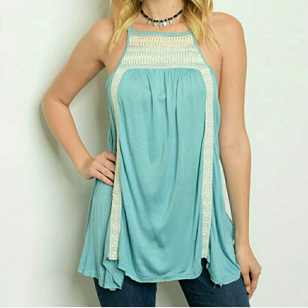Blue Tunic with Crochet Detail