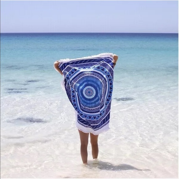 BoBo blue yoga Beach Mat Round Tapestry - Picture 3 of 3