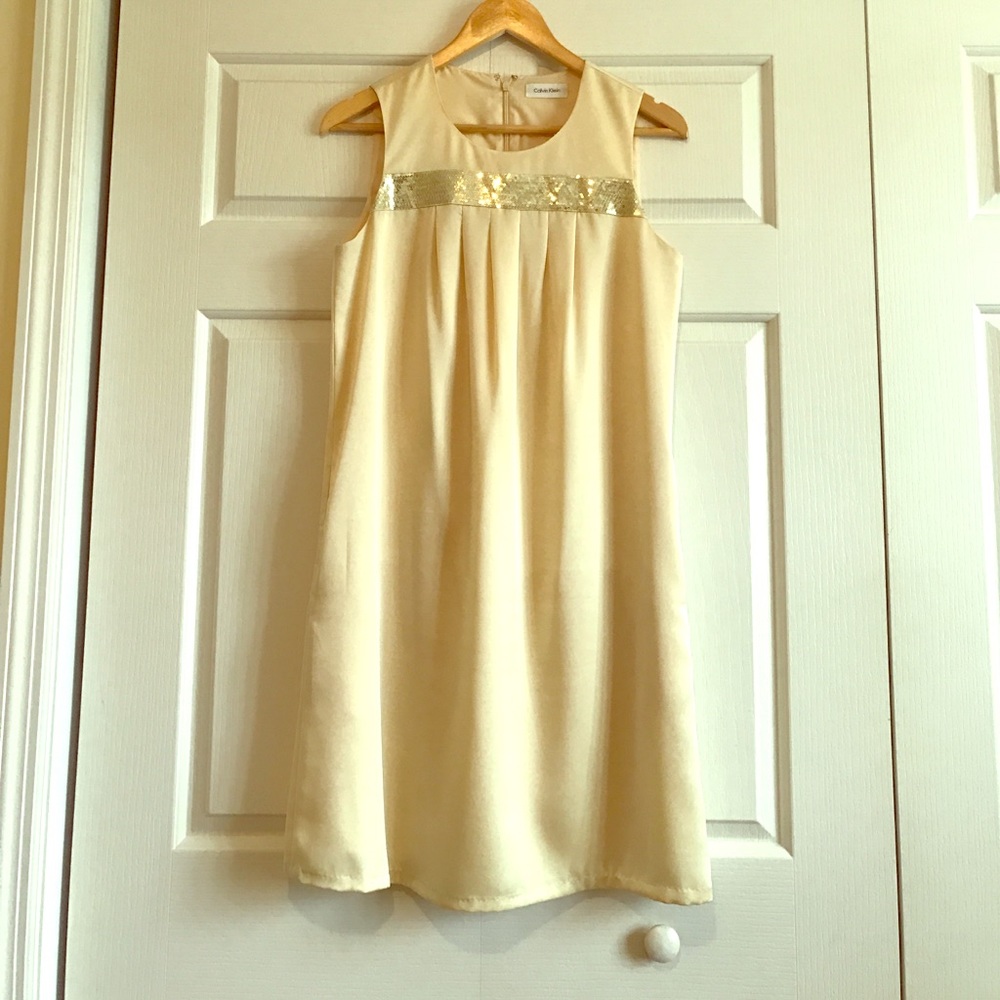 Calvin Klein cream silk dress