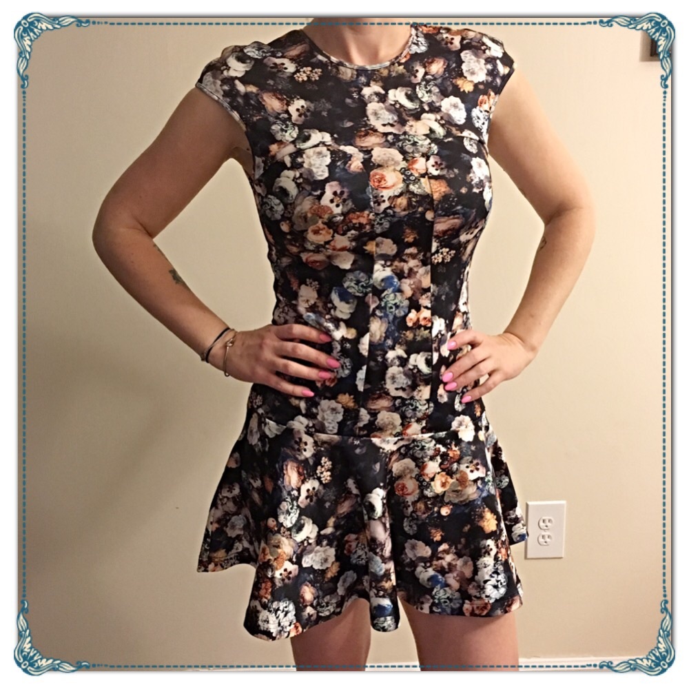 Floral Print Drop Waist Dress