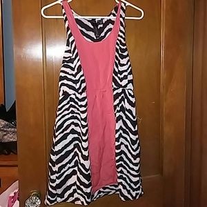 Coral and zebra dress