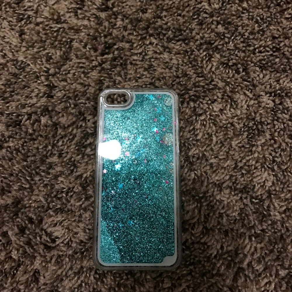 Blue sparkle moving phone case for iPhone 5s,5,SE.