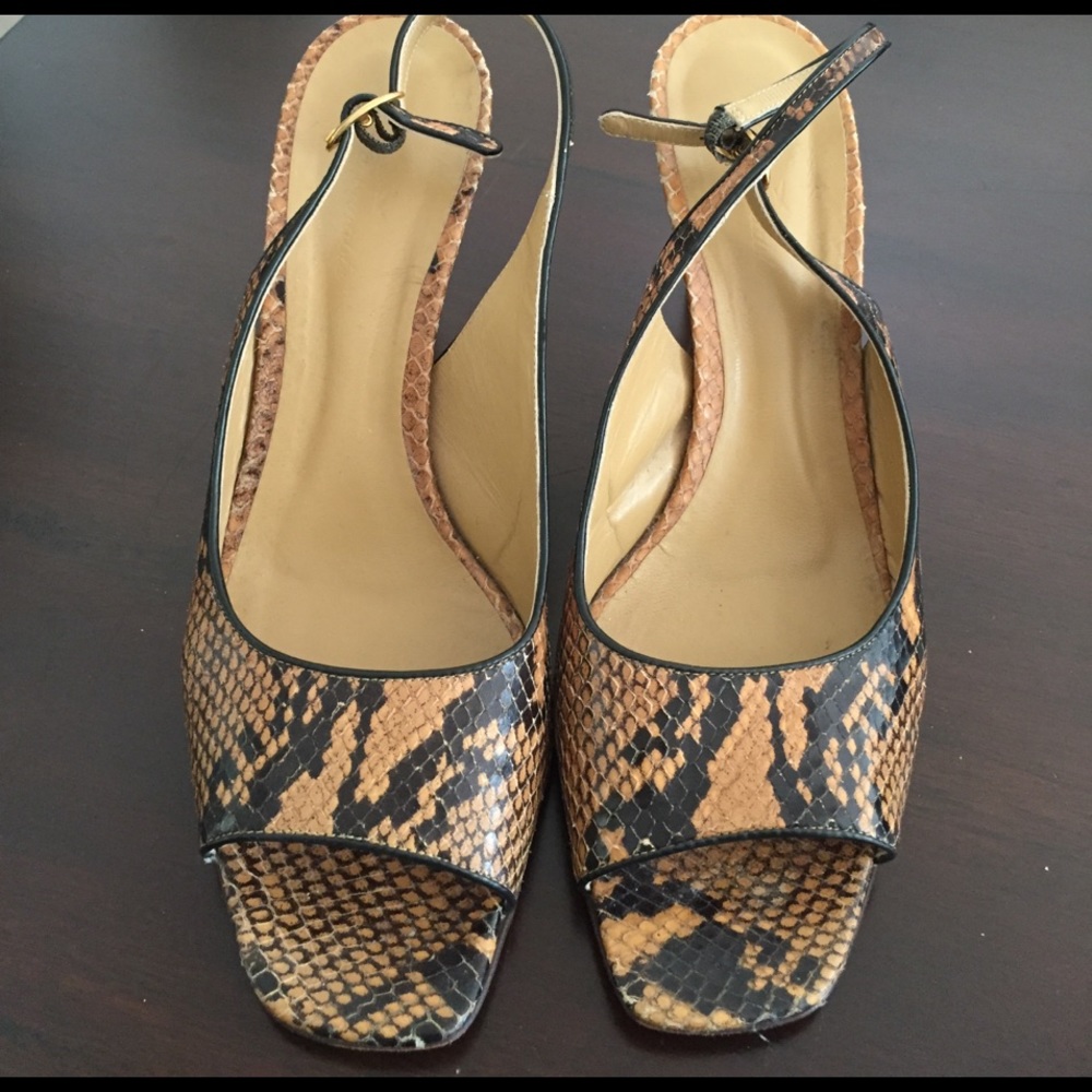 Faconnable leather peep toe pumps