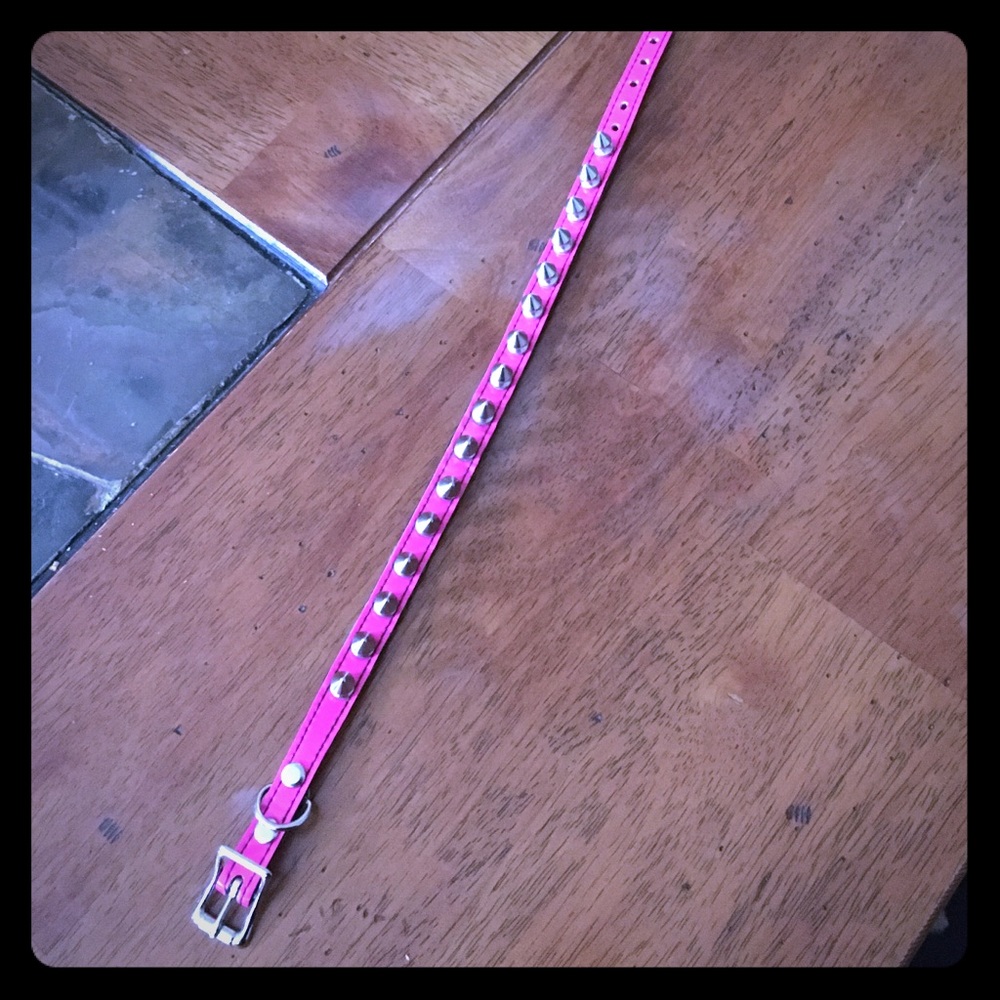 Hot pink dog collar studded necklace