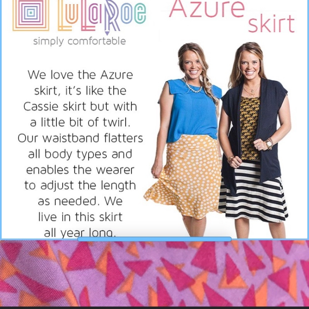 NWT pink geometric lularoe azure soft skirt large