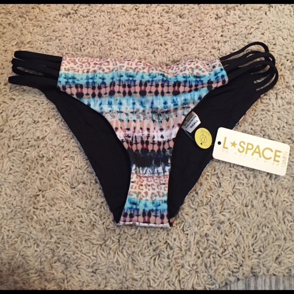 NWT l*Space bikini bottom - blue/tan print - sz S