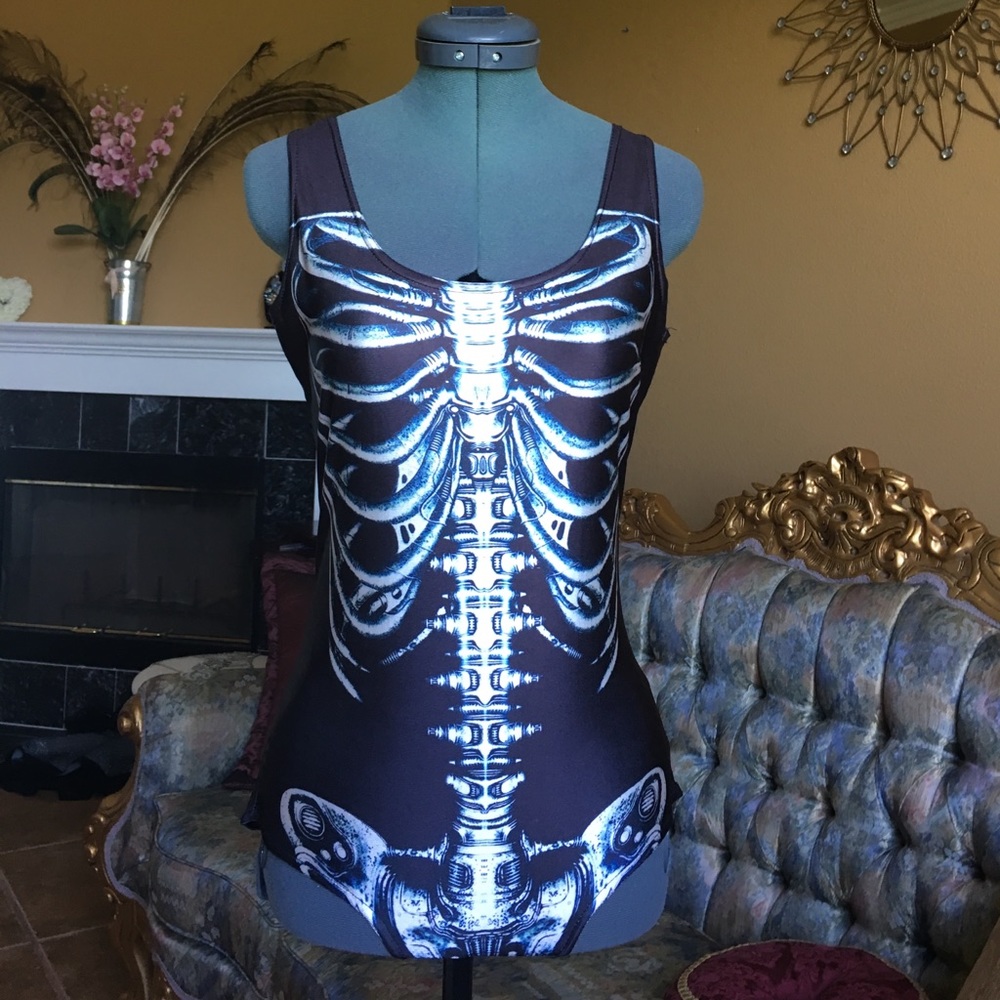 Skeleton Print One Piece