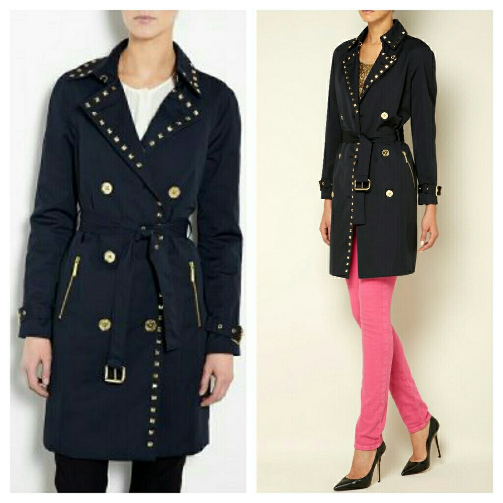 Michael Kors Studded Trench Coat Jacket M medium