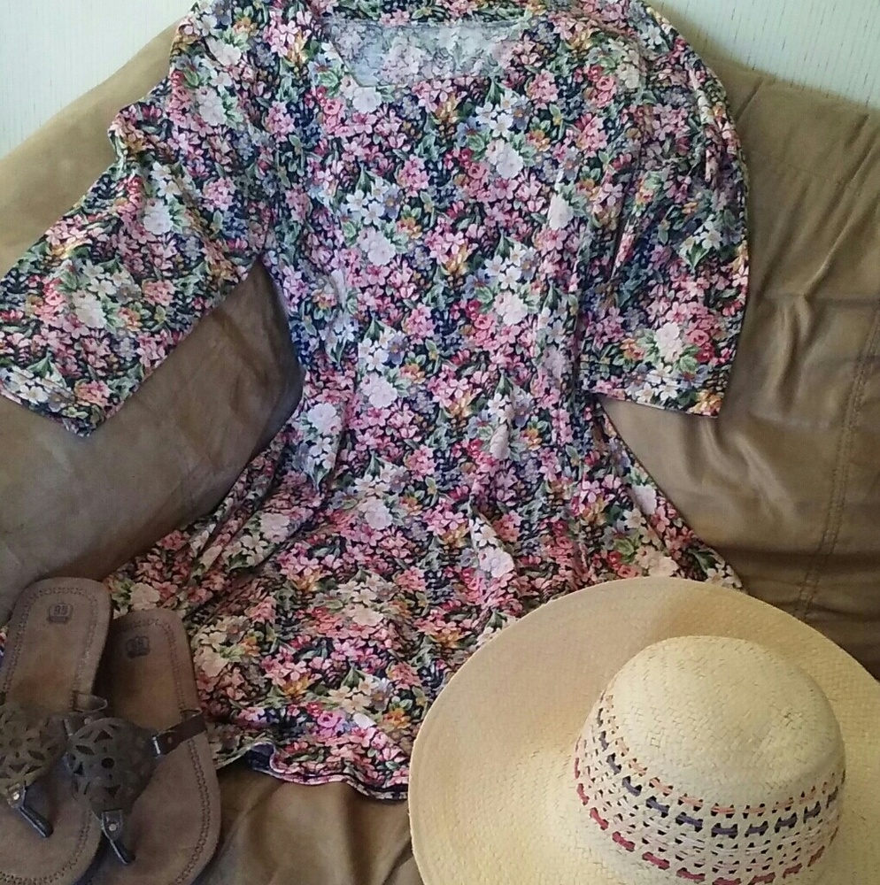 Vintage Floral Swing Dress Size Large