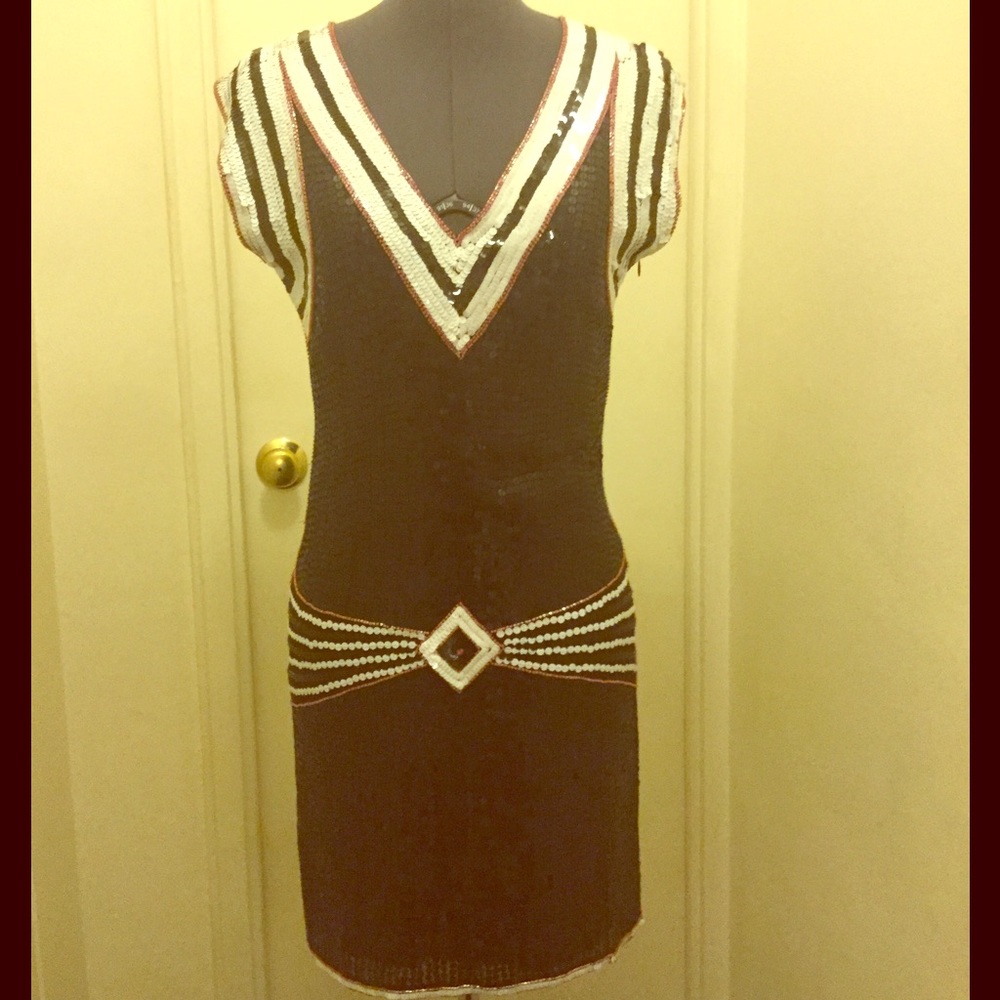 Great Gatsby silk sequin cocktail dress