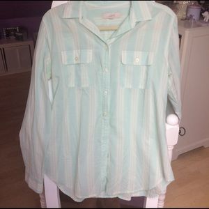 Loft aqua striped button down