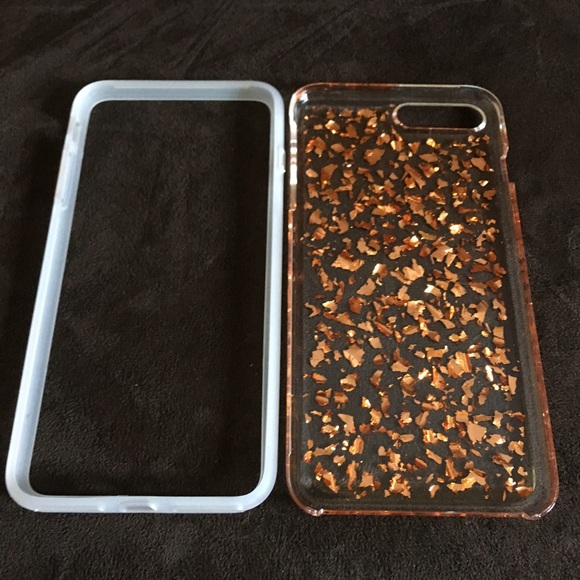 iPhone 7 Clear Case With Rose Gold Flakes - Picture 5 of 5
