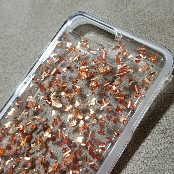 iPhone 7 Clear Case With Rose Gold Flakes - Picture 2 of 5
