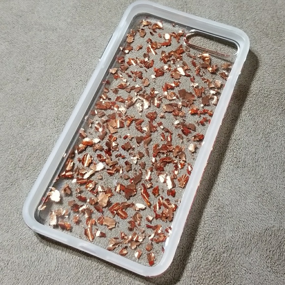 iPhone 7 Clear Case With Rose Gold Flakes - Picture 4 of 5
