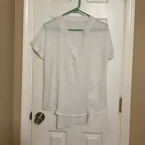 White Short Sleeve High-Lo Top