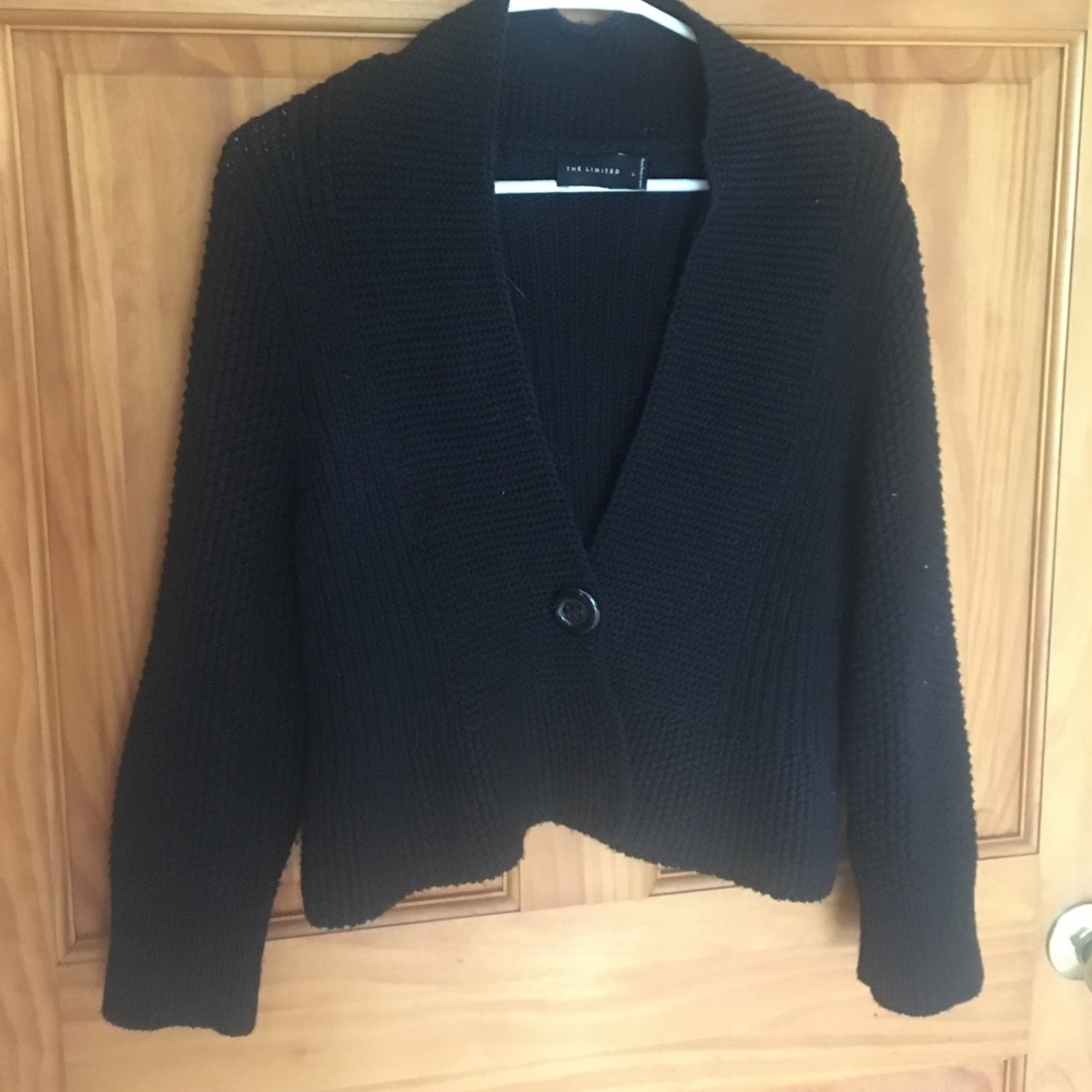 Black sweater cardigan. The limited
