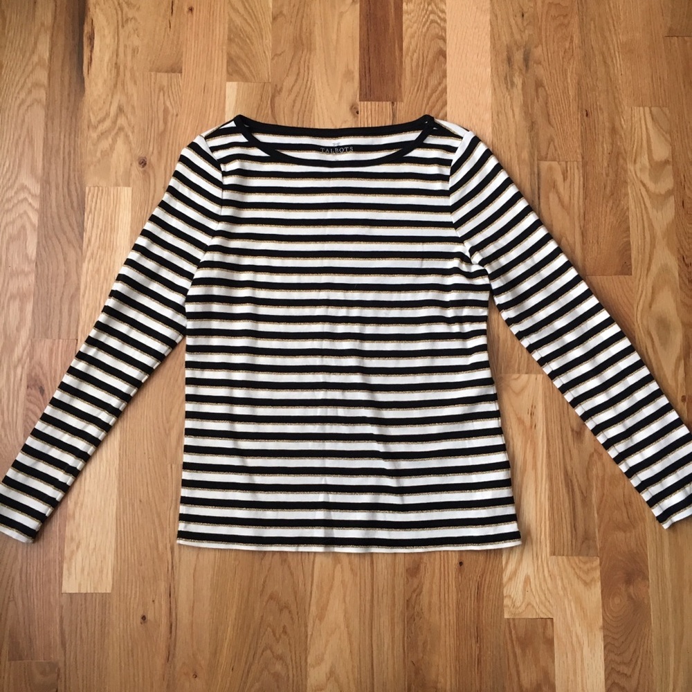 Black, White, & Gold Striped Shirt