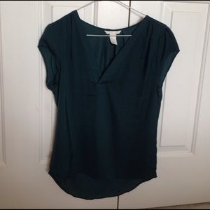 H&M dark green v-neck semi formal top