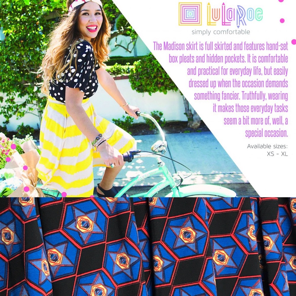 Lularoe Madison skirt xl black blue nwt