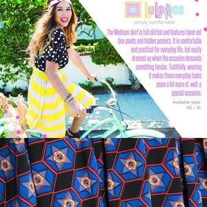 Lularoe Madison skirt xl black blue nwt