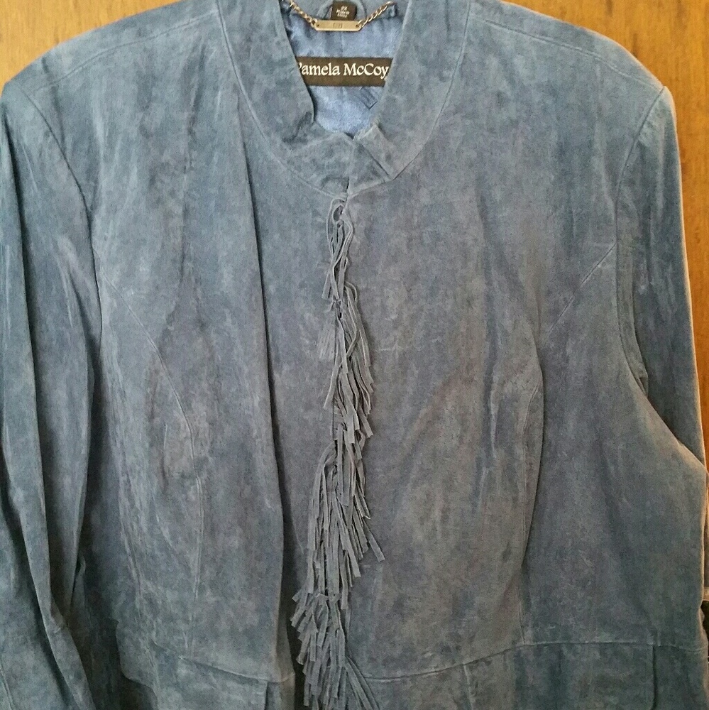 Blue suade fringe jacket