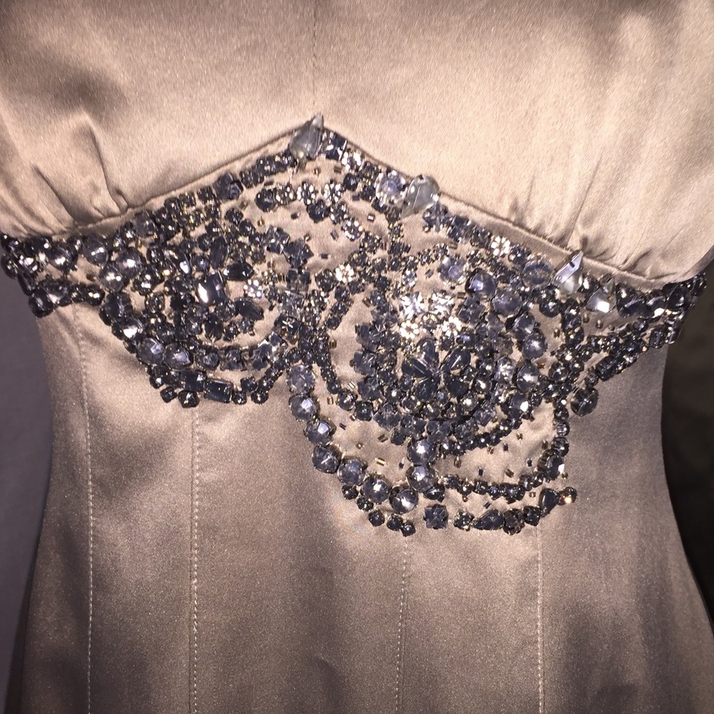 Karen Millen bronze dress w/rhinestone detail - Picture 3 of 6